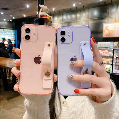 Candy Color Transparent Mobile Phone Case For Apple Stand Solid Color Soft Case