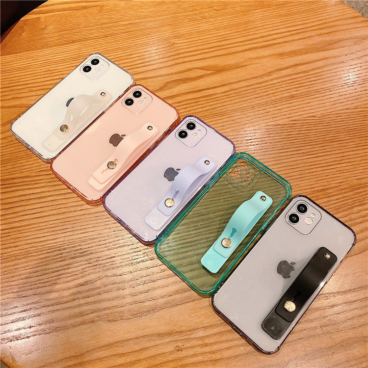 Candy Color Transparent Mobile Phone Case For Apple Stand Solid Color Soft Case