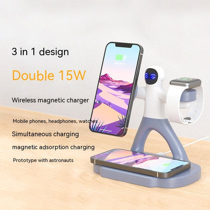 Magnetic Wireless Charger Three-in-one Dual Mobile Phone