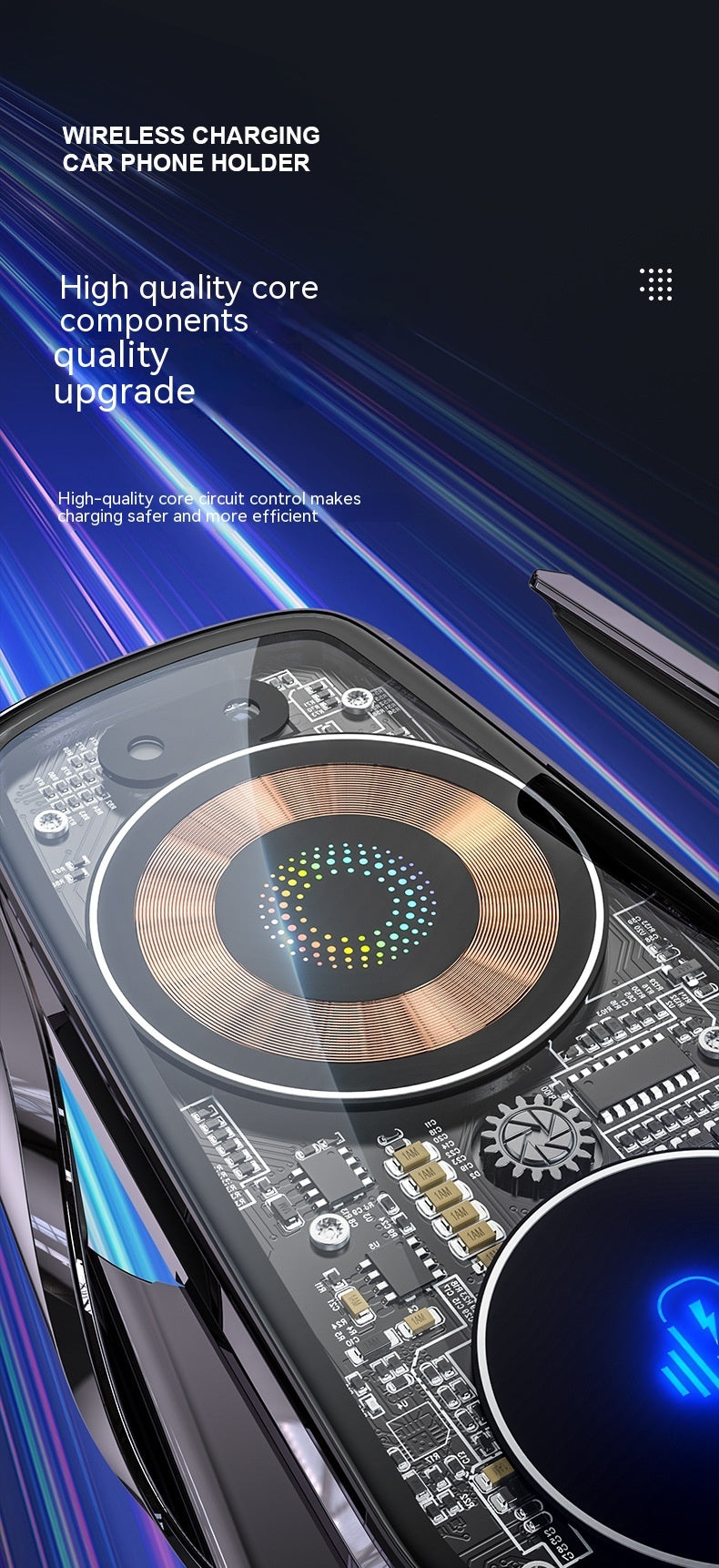 Transparent And Creative Line Design Car Wireless Charger Mobile Phone Holder