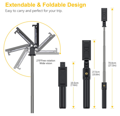 Bluetooth Selfie Tripod Telescopic Stick Remote Monopod Extendable Phone Stand