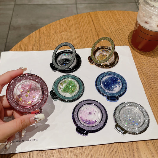 Creative Quicksand Back Sticker Fastened Ring Mobile Phone Holder