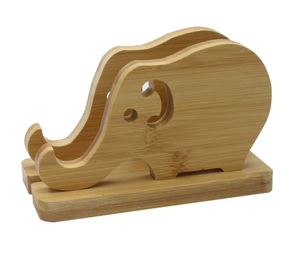 Bamboo Wood Desktop Tablet Portable Baby Elephant Mobile Phone Holder