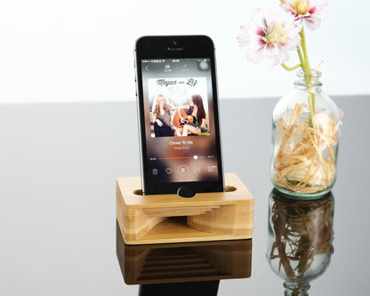 Mobile Phone Sound Amplifier Wooden Desktop Phone Holder Lazy