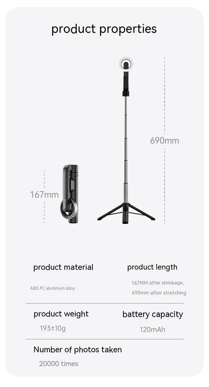 Magnetic Mobile Phone Mini Selfie Stick Bluetooth Remote Control Aluminum Alloy Tripod