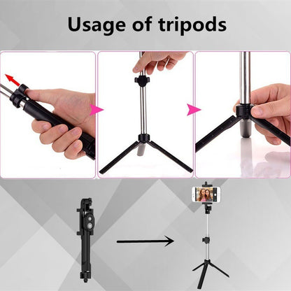 Compatible with Apple, Bluetooth selfie stick mobile phone tripod