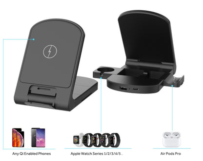 Wireless charging stand three in one