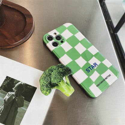 Chessboard Geshe Blue Flower Shaped Stand Phone Case