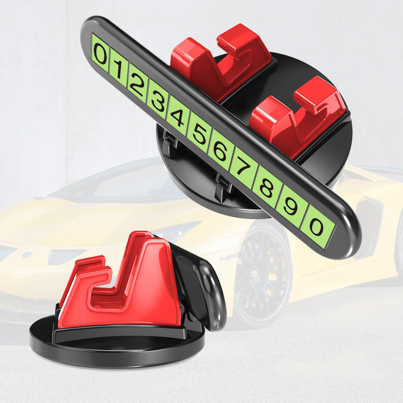 Rotating Car Phone Holder Luminous Temporary Parking Number Plate