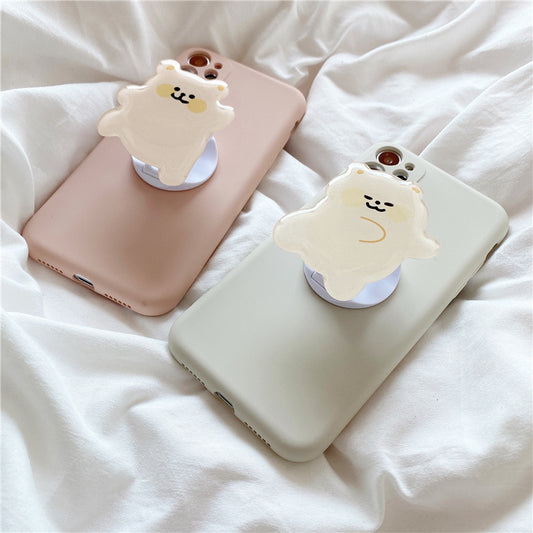 Little Bear Cute Stand Liquid Silicone Phone Case