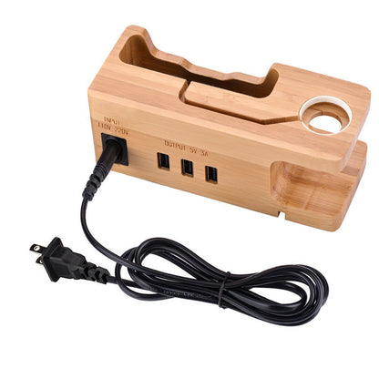 Bamboo mobile phone charging base