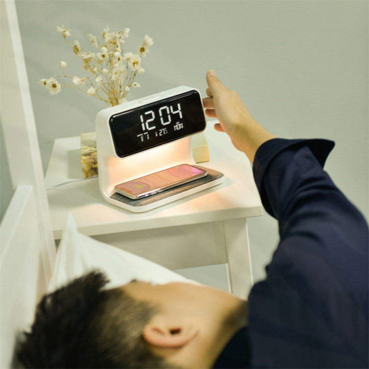 Creative 3 In 1 Bedside Lamp Wireless Charging LCD Screen