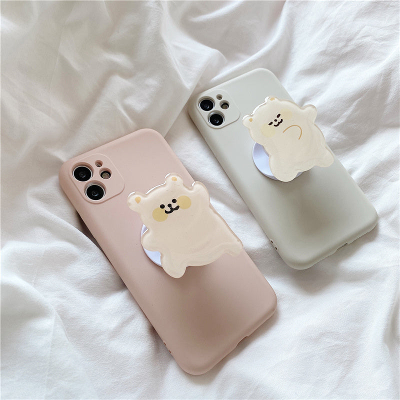 Little Bear Cute Stand Liquid Silicone Phone Case