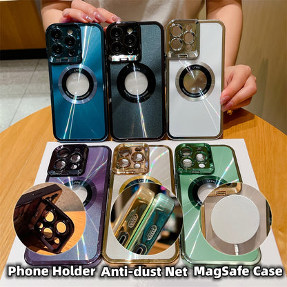 Electroplated Phone Case Luxury Plating CD Pattern Magsafe Bracket