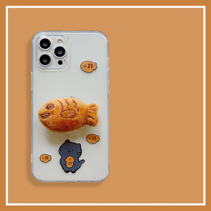 Cat Plush Taiyaki Stand Phone Case