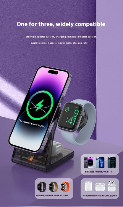 Transparent Three-in-one Wireless Charger Electrical Magnetic Stand