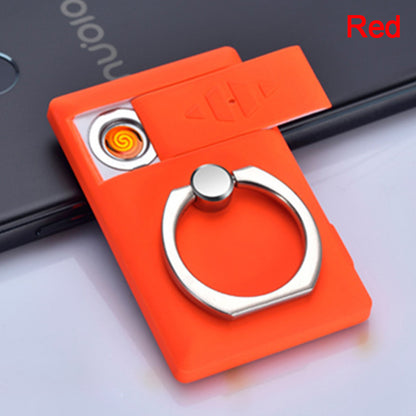 Creative Finger Ring Usb Charging Lighter Compact Personalized Phone Holder