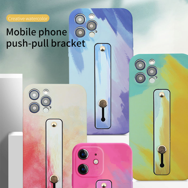 Watercolor Push-pull Mobile Phone U-shaped Paste Silicone Holder