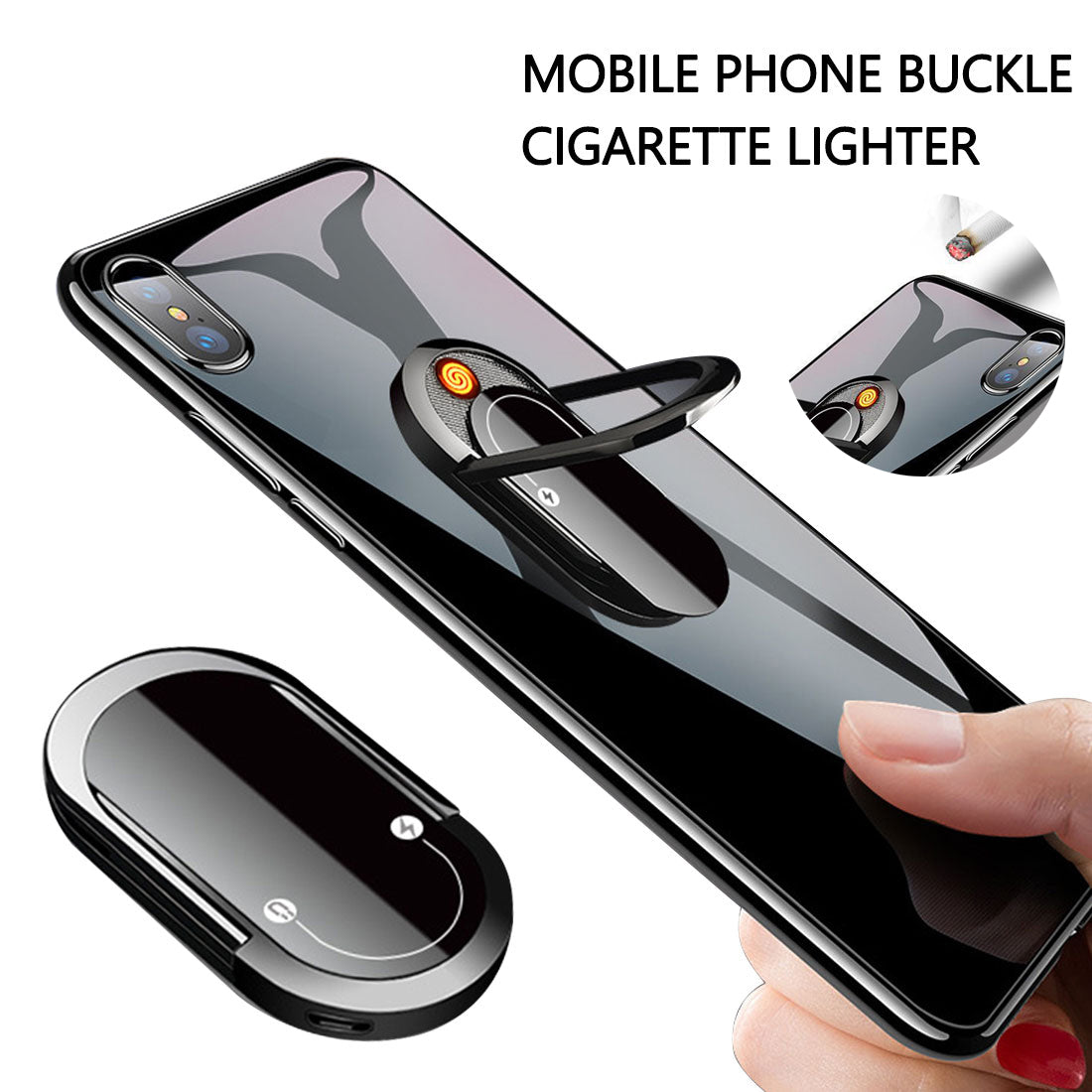 2 In 1 Portable Creative USB Plasma Lighter Mobile Phone Holder