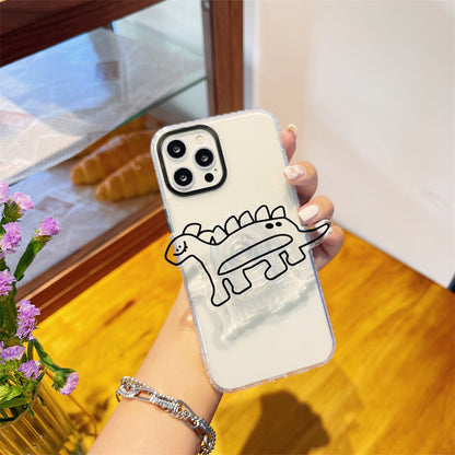 Cartoon Transparent Dinosaur Stand Phone Case