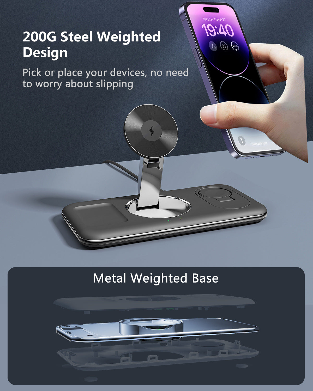 Folding Magnetic Wireless Charger Charger Desktop Bracket