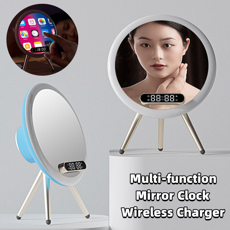 New Multi -function LED Mirror Alarm Clock Wireless Charger