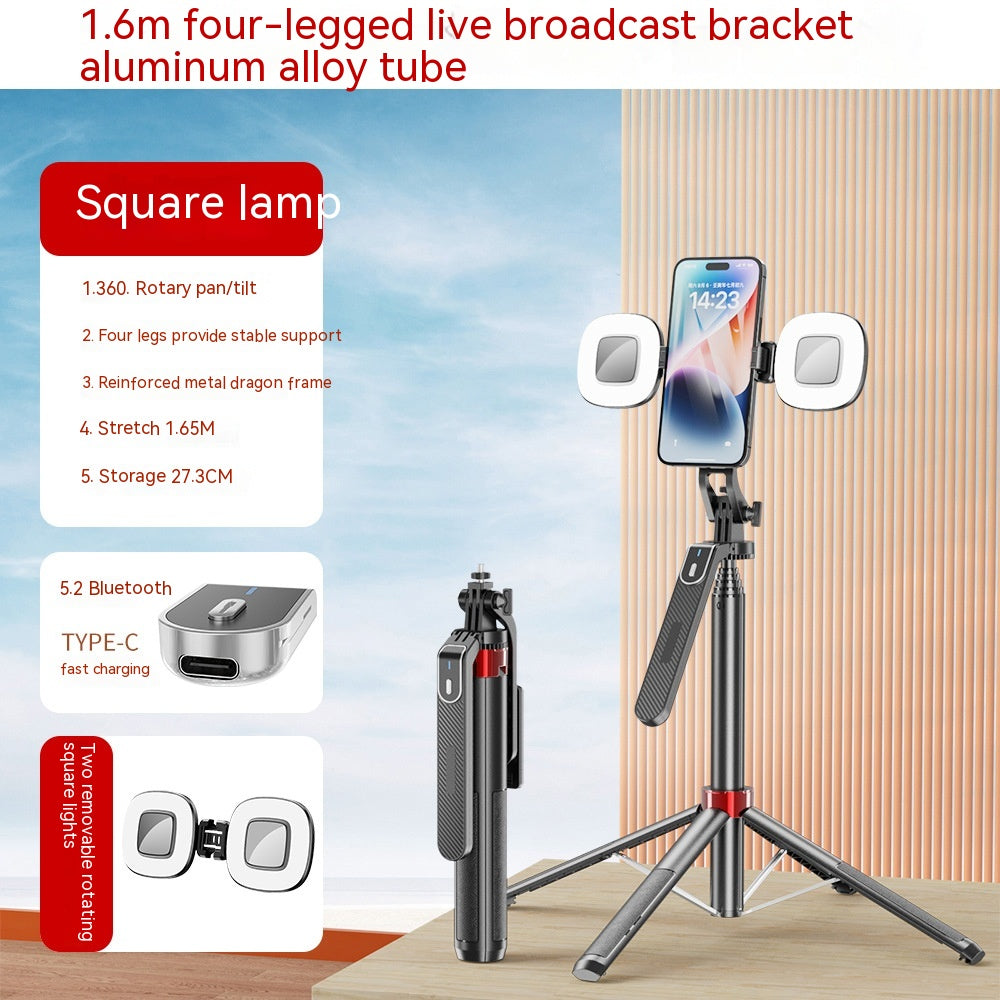 Mobile Live Streaming Four-leg Stand Wide Angle Selfie Stick