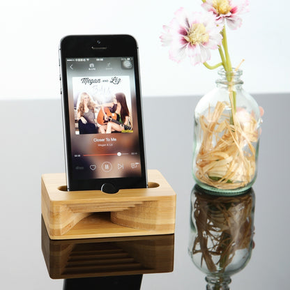 Mobile Phone Sound Amplifier Wooden Desktop Phone Holder Lazy