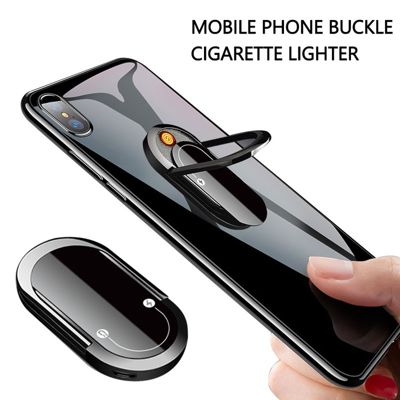 2 In 1 Portable Creative USB Plasma Lighter Mobile Phone Holder