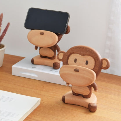 Solid Wood Creative Monkey Phone Holder Cute Cell Phone Stand
