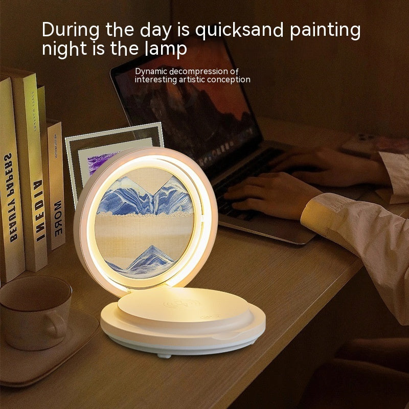 Creative Quicksand Painting Mobile Phone Charging Desk Lamp