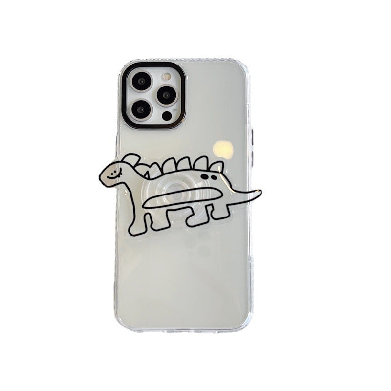 Cartoon Transparent Dinosaur Stand Phone Case