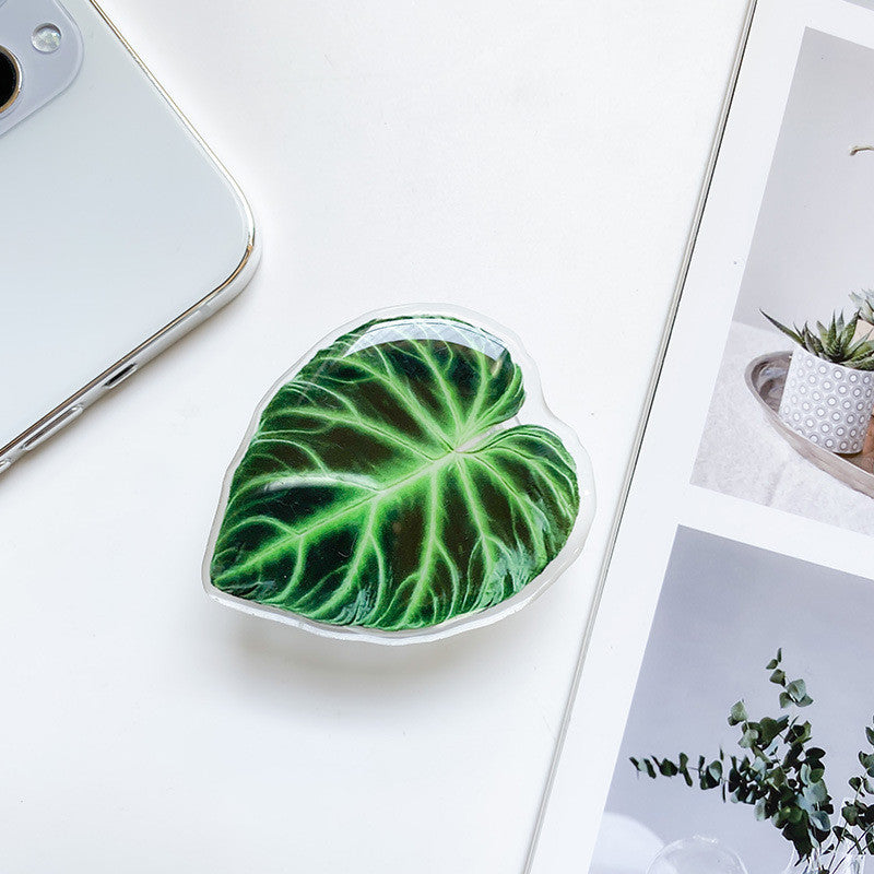 Cute Green Leaves Smartphone Holder Finger Stand