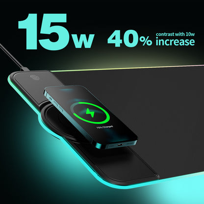 Wireless Charger RGB Mouse Pad Magnetic Suction Desktop Phone Holder