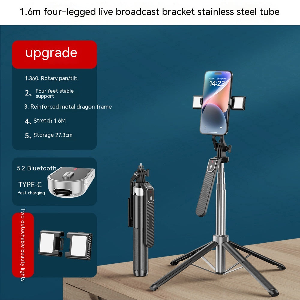 Mobile Live Streaming Four-leg Stand Wide Angle Selfie Stick