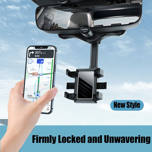 Rotatable And Retractable Car Phone Holder Rearview Mirror