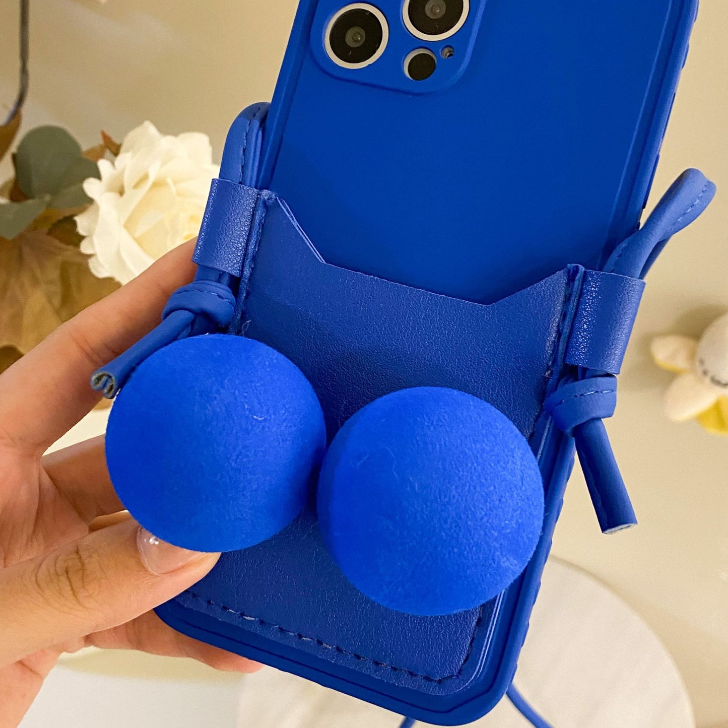 Blue Decompression Soft Ball Applicable Card Bag Mobile Phone Case