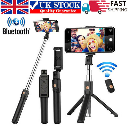 Bluetooth Selfie Tripod Telescopic Stick Remote Monopod Extendable Phone Stand