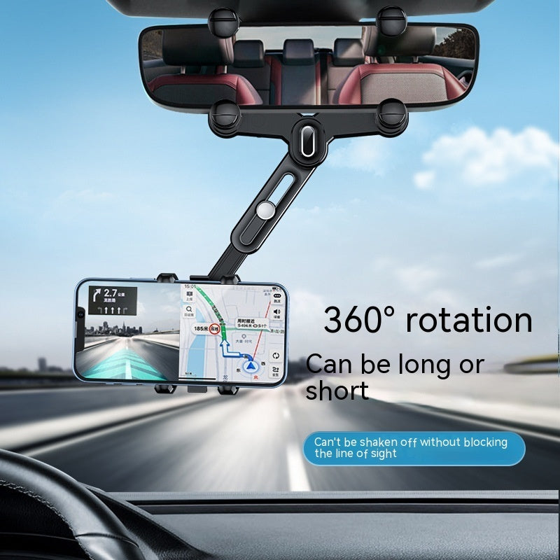 Automobile Rear View Mirror Bracket Retractable Mobile Phone Holder