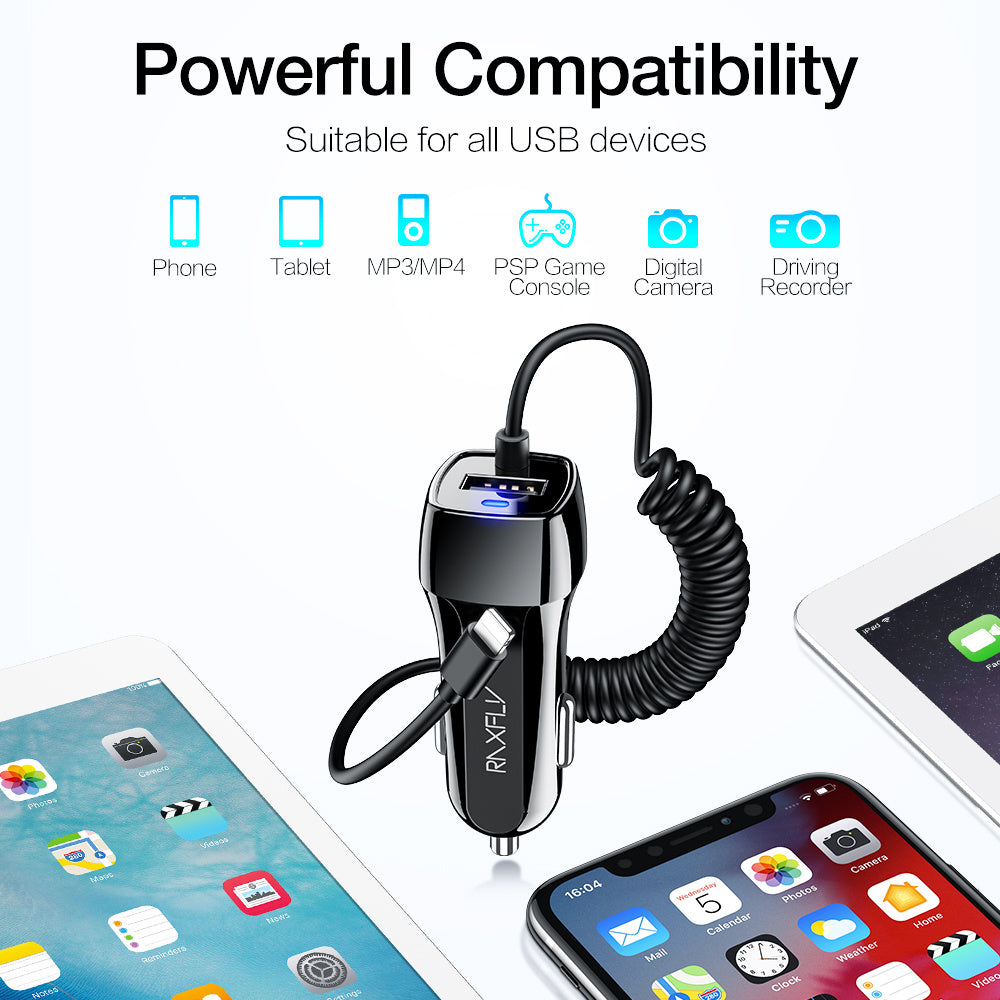 USB Car Phone Charger Spring Wire