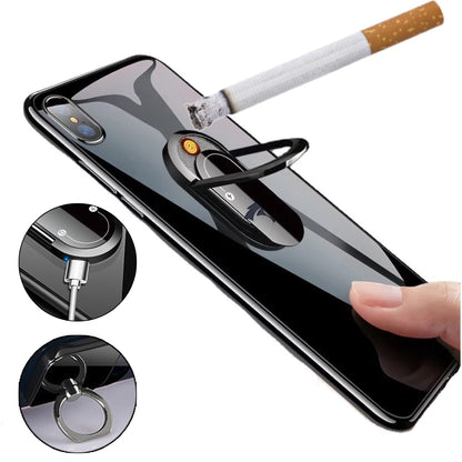 2 In 1 Portable Creative USB Plasma Lighter Mobile Phone Holder