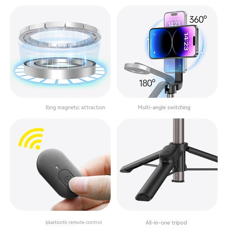 Magnetic Mobile Phone Mini Selfie Stick Bluetooth Remote Control Aluminum Alloy Tripod