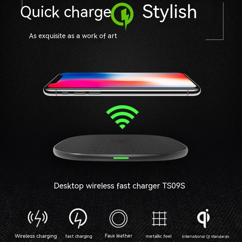 Metal Cloth Wrapper Leather Wireless Charger