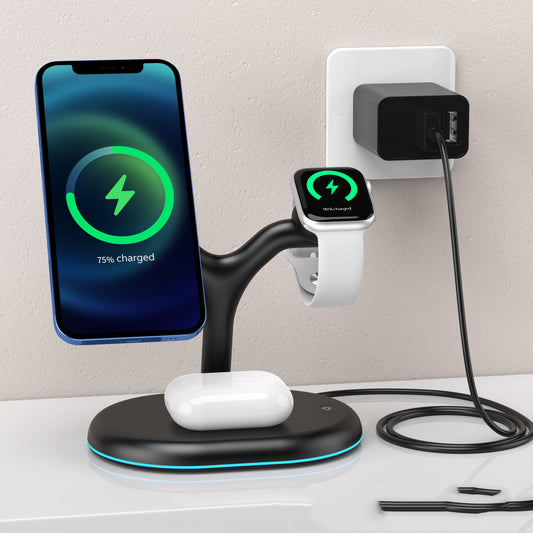 Three-in-one Magnetic Mobile Phone fast Charging Wireless Charger