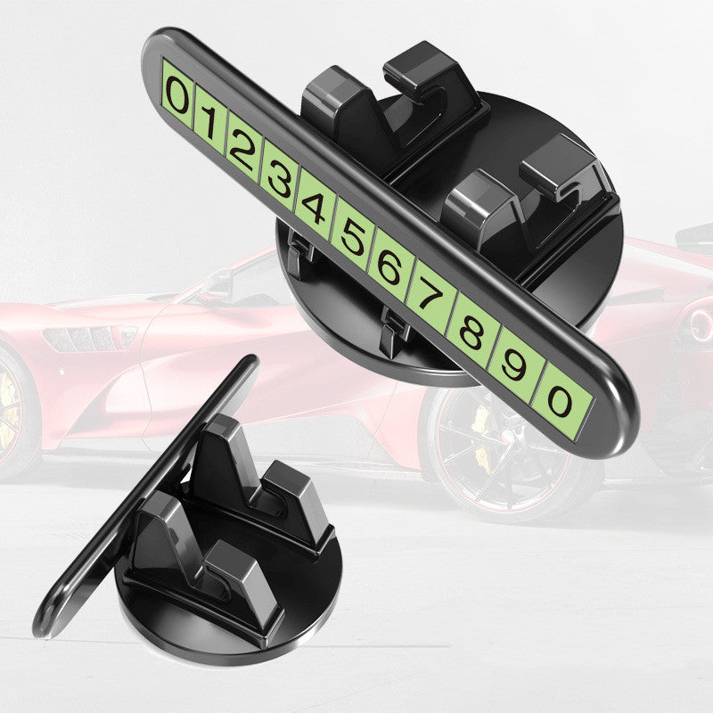 Rotating Car Phone Holder Luminous Temporary Parking Number Plate