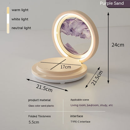 Creative Quicksand Painting Mobile Phone Charging Desk Lamp