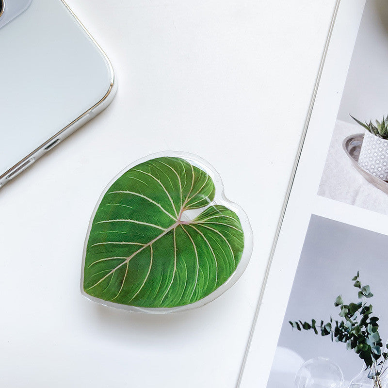 Cute Green Leaves Smartphone Holder Finger Stand