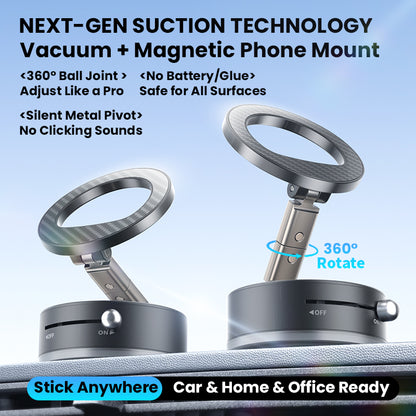 Strong 360° Magnetic MagSafe Car Phone Holder with Ultra Vacuum Suction
