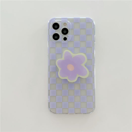 Simple Checkered Flower Stand Phone Case