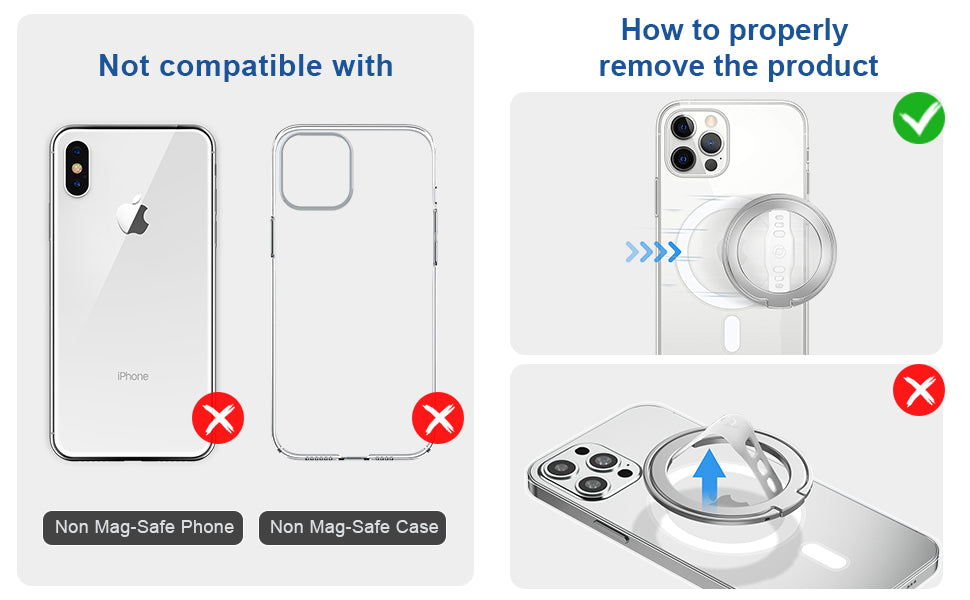 EWA Magnetic Phone Grip and Stand with Silicone Finger Strap